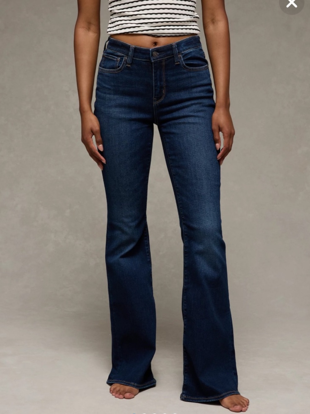 American Eagle Outfitters Dark Blue High-Rise Flare Jeans